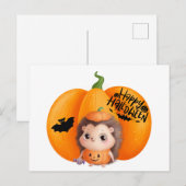 Happy Halloween Niedlich Baby Igel und Pumpkin Postkarte (Vorne/Hinten)