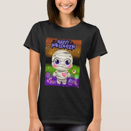 Happy Halloween Niedlich Big Eye Mama Liebe Candy T-Shirt (Vorderseite)