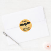 Happy Halloween Niedlich Black Bat Personalisiert Runder Aufkleber (Umschlag)
