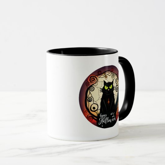 Happy Halloween Niedlich Black Cat Halloween Tasse (VorderseiteRechts)