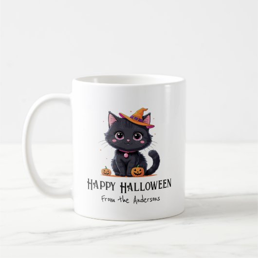 Happy Halloween Niedlich Black Cat Kaffeetasse (Links)