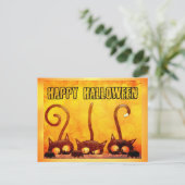 Happy Halloween Niedlich Black Cat Orange Postkarte (Stehend Vorderseite)