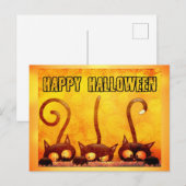 Happy Halloween Niedlich Black Cat Orange Postkarte (Vorne/Hinten)