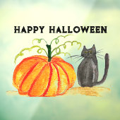 Happy Halloween Niedlich Black Cat Orange Pumpkin Fensteraufkleber (Blatt 3)