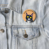 Happy Halloween Niedlich Black Cat Yellow Eyes Button (Beispiel)
