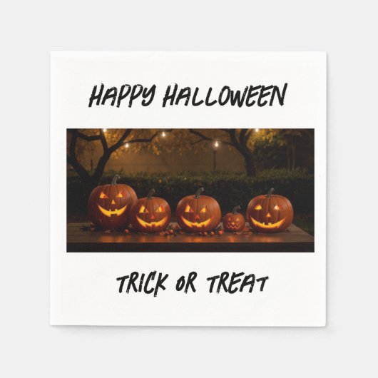 Happy Halloween, Niedlich Carved Pumpkins Serviette (Vorderseite)