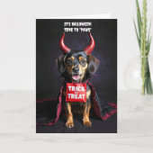 Happy Halloween Niedlich Devil Hund Dackel Karte (Vorderseite)