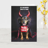 Happy Halloween Niedlich Devil Hund Dackel Karte (Gelbe Blume)