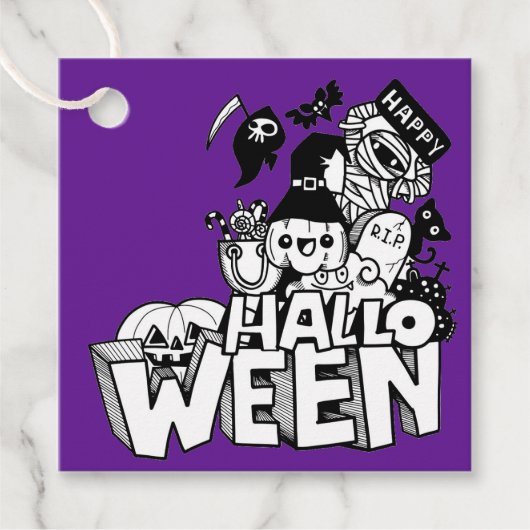 Happy Halloween Niedlich Doodle Pumpkin Cat Mummy Geschenkanhänger (Vorderseite)