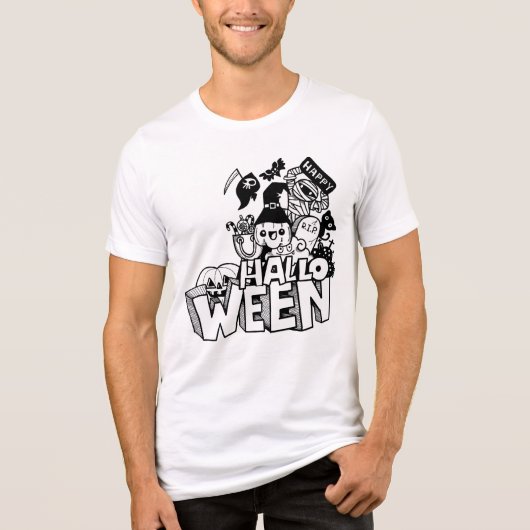 Happy Halloween Niedlich Doodle Pumpkin Cat Mummy Tri-Blend Shirt (Vorderseite)