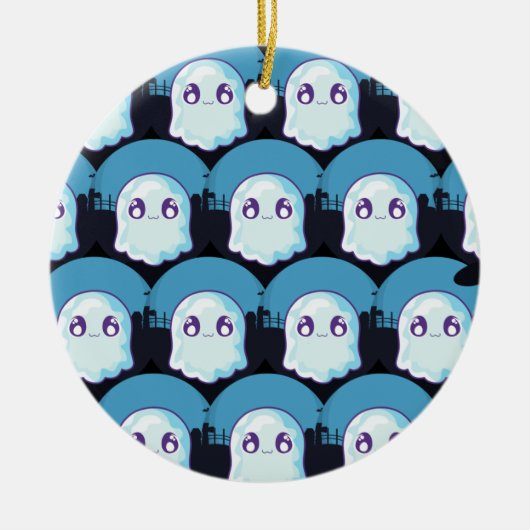 Happy Halloween Niedlich Funny Baby Ghost Blue Pat Keramik Ornament (Vorne)