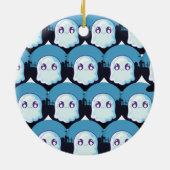 Happy Halloween Niedlich Funny Baby Ghost Blue Pat Keramik Ornament (Hinten)