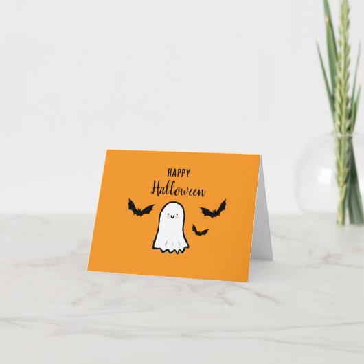 Happy Halloween Niedlich Ghost Bats Dankeskarte (Vorderseite)