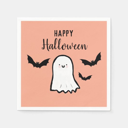 Happy Halloween Niedlich Ghost Bats Serviette (Vorderseite)