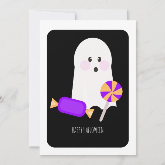 Happy Halloween Niedlich Ghost Candy Card (Vorderseite)