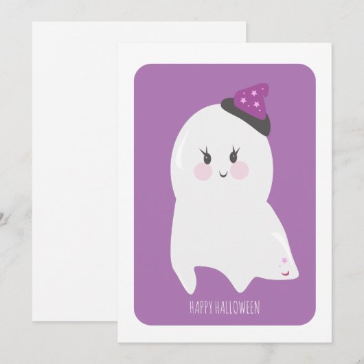 Happy Halloween Niedlich Ghost Card (Vorne/Hinten)