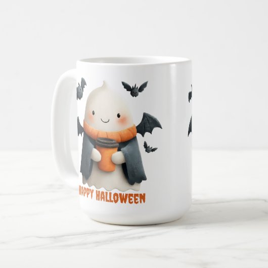 Happy Halloween Niedlich Ghost Design Kaffeetasse (Vorderseite Links)