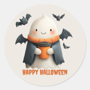 Happy Halloween Niedlich Ghost Design Runder Aufkleber