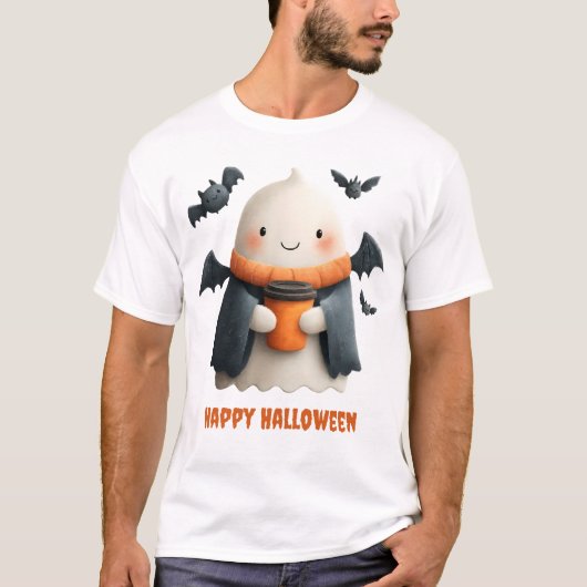 Happy Halloween Niedlich Ghost Design T-Shirt (Vorderseite)