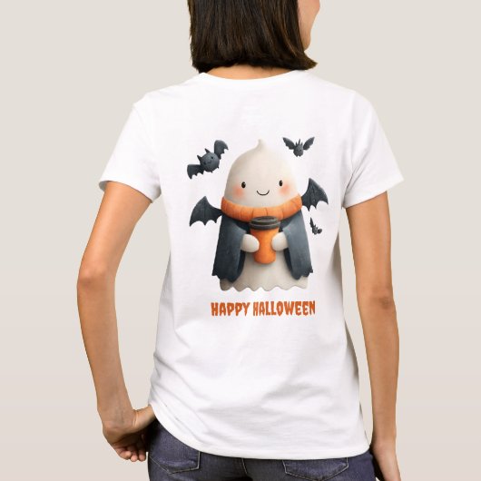 Happy Halloween Niedlich Ghost Design T-Shirt (Rückseite)