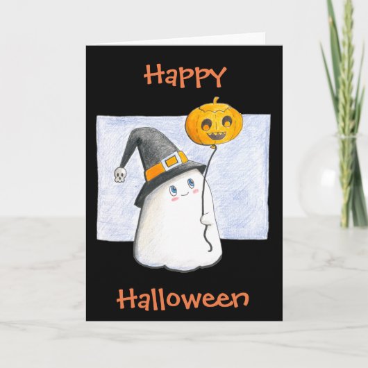 Happy Halloween / Niedlich Ghost Karte (Vorderseite)