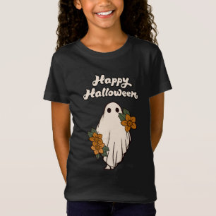 Happy Halloween Niedlich Ghost mit Blume T-Shirt