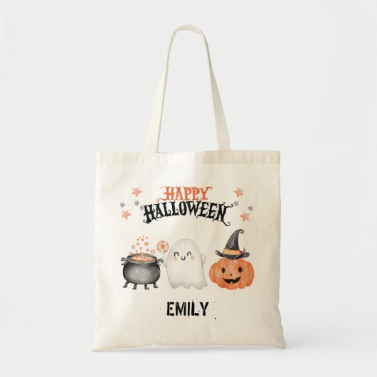 Happy Halloween Niedlich Ghost Pumpkin Tragetasche (Vorne)