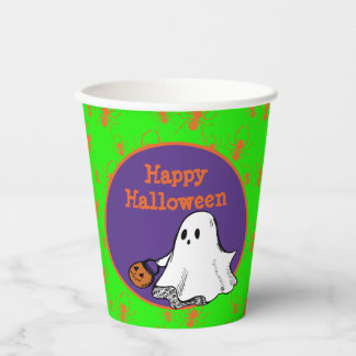 Happy Halloween Niedlich Ghost Trick oder Treat Pa Pappbecher
