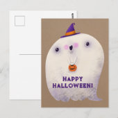 Happy Halloween Niedlich Ghost Trick oder Treat Postkarte (Vorne/Hinten)