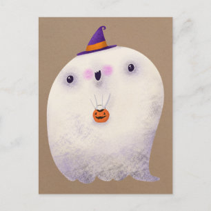 Happy Halloween Niedlich Ghost Trick oder Treat Postkarte