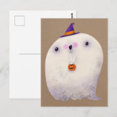 Happy Halloween Niedlich Ghost Trick oder Treat Postkarte (Vorne/Hinten)
