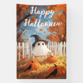 Happy Halloween Niedlich Ghost und Pumpkins Banner (Vertikal)