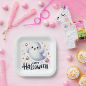 Happy Halloween Niedlich Ghost und Pumpkins Pappteller (Party)