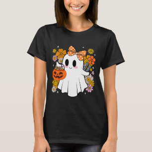 Happy Halloween Niedlich Ghost Vintagen Blumenstra T-Shirt
