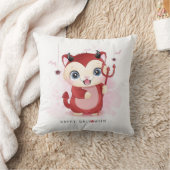 Happy Halloween Niedlich Kitty Devil Spider Flying Kissen (Decke)