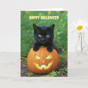 Happy Halloween Niedlich Little Black Kitten Karte