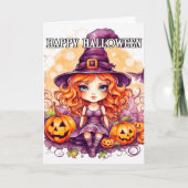 Happy Halloween | Niedlich Little Sassy Hexe Karte (Vorderseite)