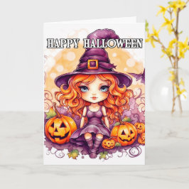Happy Halloween | Niedlich Little Sassy Hexe Karte