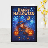 Happy Halloween Niedlich Musical Witch Greetings C Karte (Gelbe Blume)