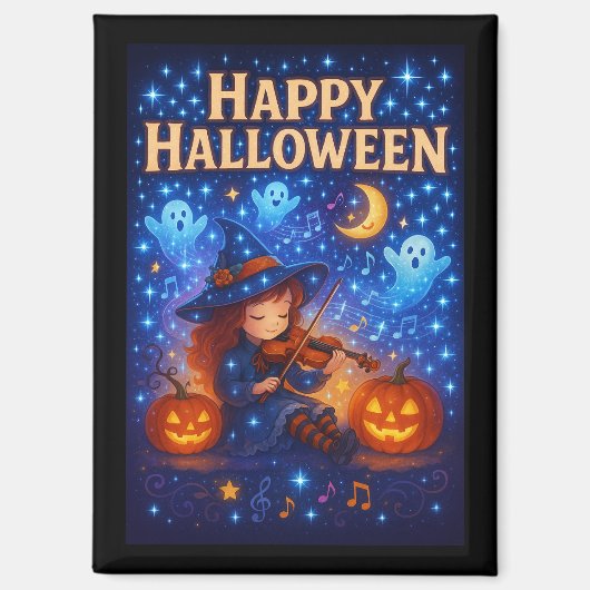 Happy Halloween Niedlich Musical Witch Magnet (Vorderseite)