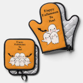Happy Halloween Niedlich Personalize Ofenhandschuh & Topflappen-Set (Vorderseite/Rückseite)