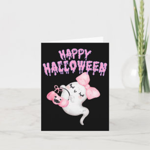 Happy Halloween Niedlich Pink Ghost Fall Apparel G Karte