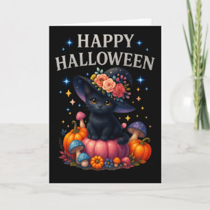 Happy Halloween Niedlich Pumpkin Cat Greetings Car Karte