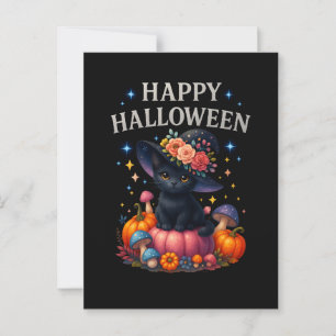 Happy Halloween Niedlich Pumpkin Cat Postcard Postkarte