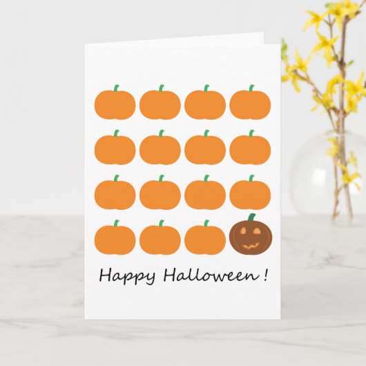 Happy Halloween Niedlich Pumpkin Patch Karte (Gelbe Blume)