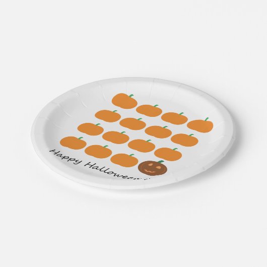 Happy Halloween Niedlich Pumpkin Patch Pappteller (Schrägansicht)