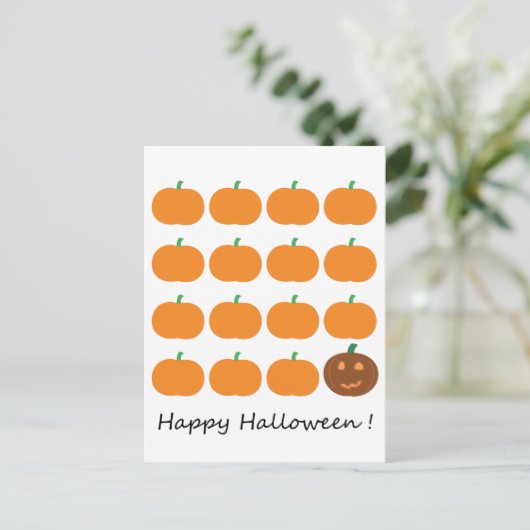 Happy Halloween Niedlich Pumpkin Patch Postkarte (Stehend Vorderseite)