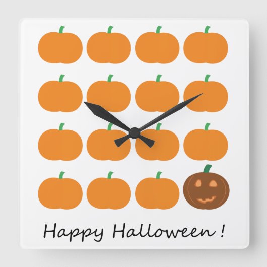 Happy Halloween Niedlich Pumpkin Patch Quadratische Wanduhr (Vorderseite)