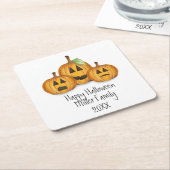Happy Halloween Niedlich Pumpkins Custom Rechteckiger Pappuntersetzer (angewinkelt)
