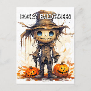 Happy Halloween   Niedlich Ragdoll Scarecrow Postkarte